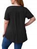 T-shirt Panneau en Dentelle de Grande Taille - Noir 5XL