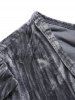 Haut Chiné Superposé Taille Elastique à Col Plongeant à Manches Longues en Velours - Gris M