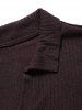 Textured Plain Color V Notched Turn Down Collar Long Sleeve T Shirt -  