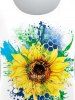 Plus Size Sunflower Paint Splatter Printed Short Sleeves Tee -  