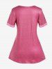 T-shirt Découpé Boutonné de Grande Taille à Col Carré - Rose clair XL