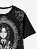 T-shirt Gothique Rose Crâne Graphique - Noir 4XL