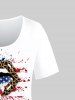 T-shirt Graphique Drapeau Américain Lèvre Léopard de Grande Taille - Blanc 4X | US 26-28