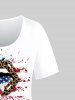 Plus Size American Flag Leopard Lip Graphic Tee -  