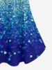Plus Size Glitter Sparkles Printed Cold Shoulder T-shirt -  