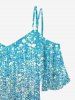 Plus Size Glitter Sparkles Printed Cold Shoulder T-shirt -  
