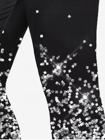 Plus Size Sparkle Glitter High Rise Capri Leggings
