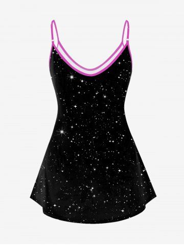 Plus Size Valentines 3D Sparkles Rose Printed Tank Top (Adjustable Straps)
