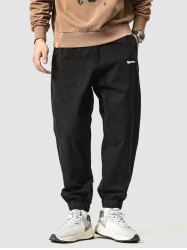 Streetwear Letter Note Patched Drawstring Beam Feet Pants -  