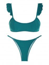 Whip Stitch Ruffled Bikini Swimwear -  