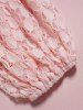 See Thru Lace Panel Plain Color Keyhole Long Sleeve Blouse -  