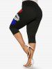 Legging Capri à Imprimé Lèvre de Grande Taille - Noir 2X | US 18-20