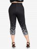 Plus Size Sparkle Glitter High Rise Capri Leggings -  