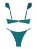 Whip Stitch Ruffled Bikini Swimwear -  