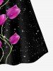 Plus Size Valentines 3D Sparkles Rose Printed Tank Top (Adjustable Straps) -  
