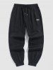 Streetwear Letter Note Patched Drawstring Beam Feet Pants -  