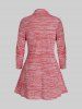 Plus Size Knotted Space Dye Long Sleeve Tunic Top -  