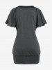 Plus Size Flutter Sleeves Pleated Chains Blouson Mini Bodycon Dress -  