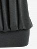 Mini Robe Moulante Plissée à Chaîne de Grande Taille à Manches Bouffantes - Noir 2X | US 18-20