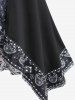 Plus Size Paisley Printed Hooded Handkerchief Tee - Noir 1X | US 14-16