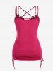 Plus Size Strappy Cinched Ruched Keyhole Cutout Cami Top -  
