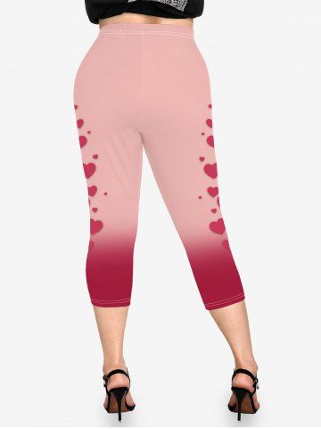 Plus Size Valentines Heart Printed Ombre Capri Leggings