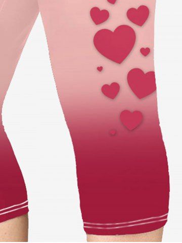 Plus Size Valentines Heart Printed Ombre Capri Leggings