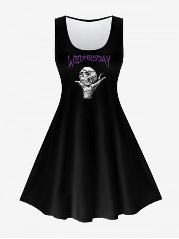 Gothic Skull Letters Printed Graphic Tank Dress - BLACK - S | US 8