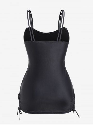 Plus Size American Flag Sunflower Crisscross Cinched Patriotic Tankini Swimsuit