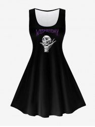 Gothic Skull Letters Printed Graphic Tank Dress - Noir 3X | US 22-24