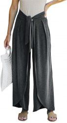 Bowknot Casual Tulip Wide Leg Pants -  