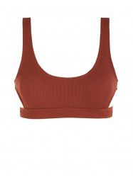 Ribbed Cut Out Bikini Top -  
