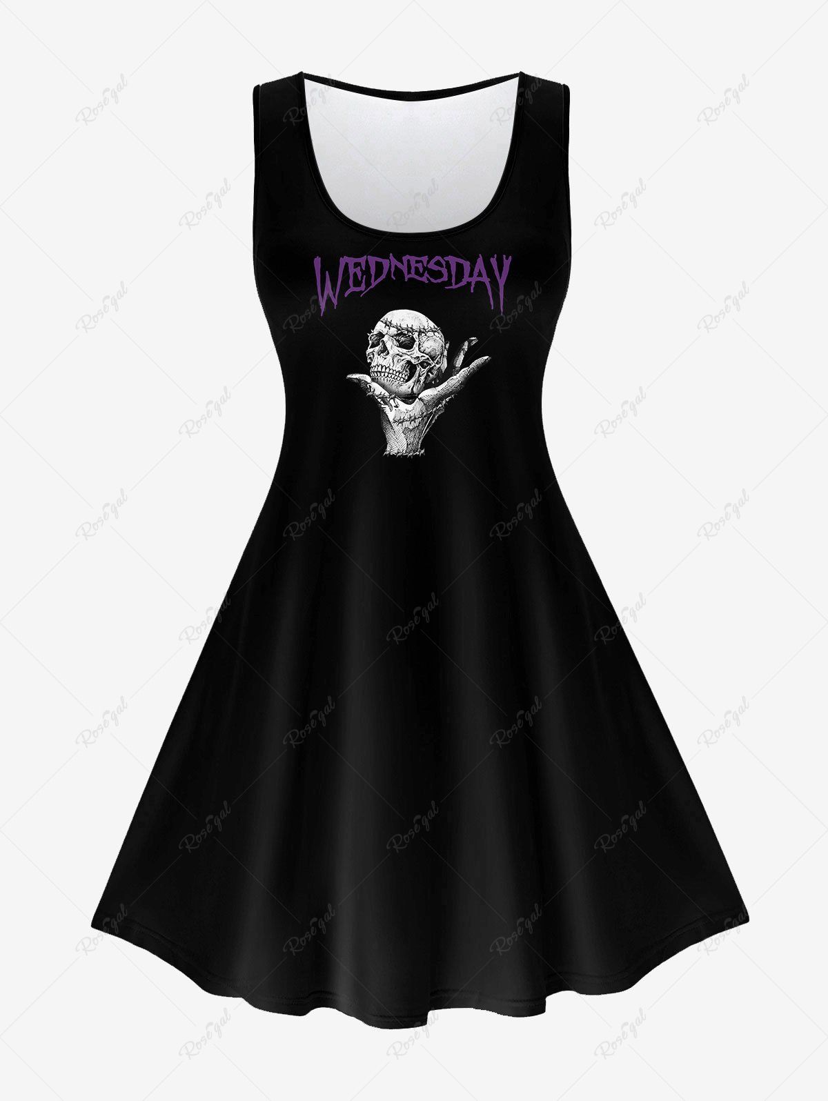 Trendy Gothic Skull Letters Printed Graphic Tank Dress  
