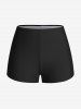 Maillot de Bain Tankini Bandeau Teinté Crâne et Rose Imprimés de Grande Taille à Volants - Noir 4X | US 26-28