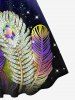 Plus Size Feather Galaxy Printed Backless Sleeveless A Line Dress -  