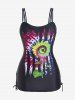Plus Size American Flag Sunflower Crisscross Cinched Patriotic Tankini Swimsuit -  