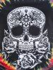 Maillot de Bain Tankini Bandeau Teinté Crâne et Rose Imprimés de Grande Taille à Volants - Noir M | US 10