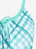 Plus Size Plaid Tie Boyshorts Tankini Swimsuit -  