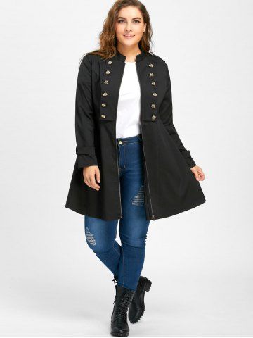 Manteau vas Avec paulette Et Double Boutonnage Grande Taille En