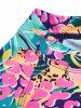 Plus Size Tropical Flower Print Raglan Sleeve Zip Up One-piece Swimsuit -  