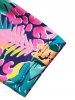 Plus Size Tropical Flower Print Raglan Sleeve Zip Up One-piece Swimsuit -  