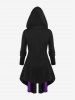 Hooded Lace Up Grommets Colorblock Gothic Coat -  
