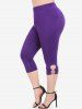 Plus Size Cutout Pull On Capri Pants with Pocket -  