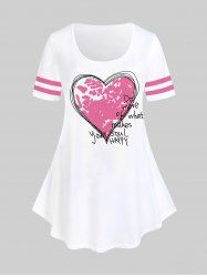 Plus Size Short Sleeves Heart Letters Printed Valentines Graphic Tee -  