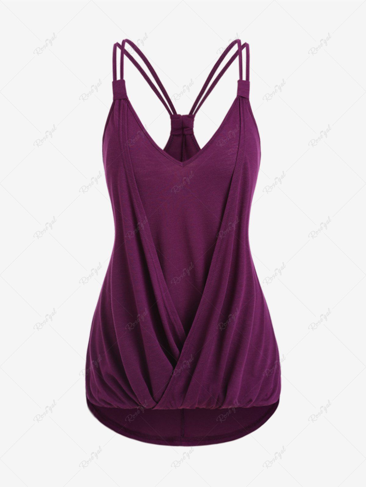 Best Plus Size High Low Ruched Solid Tank Top  