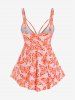 Plus Size Plunge Butterfly Padded Boyleg Tankini Swimsuit -  