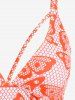 Plus Size Plunge Butterfly Padded Boyleg Tankini Swimsuit -  