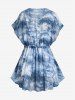 Plus Size Tie Dye Drawstring Short Sleeves Shirt and Cami Top Set -  