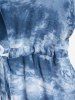Plus Size Tie Dye Drawstring Short Sleeves Shirt and Cami Top Set -  
