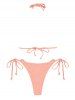 Color Block Textured Halter String Bikini Set -  